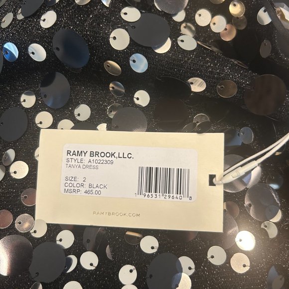 Ramy Brook Tanya Black Sequin Bodycon Mini Cocktail Dress $465 NWT - Picture 9 of 9